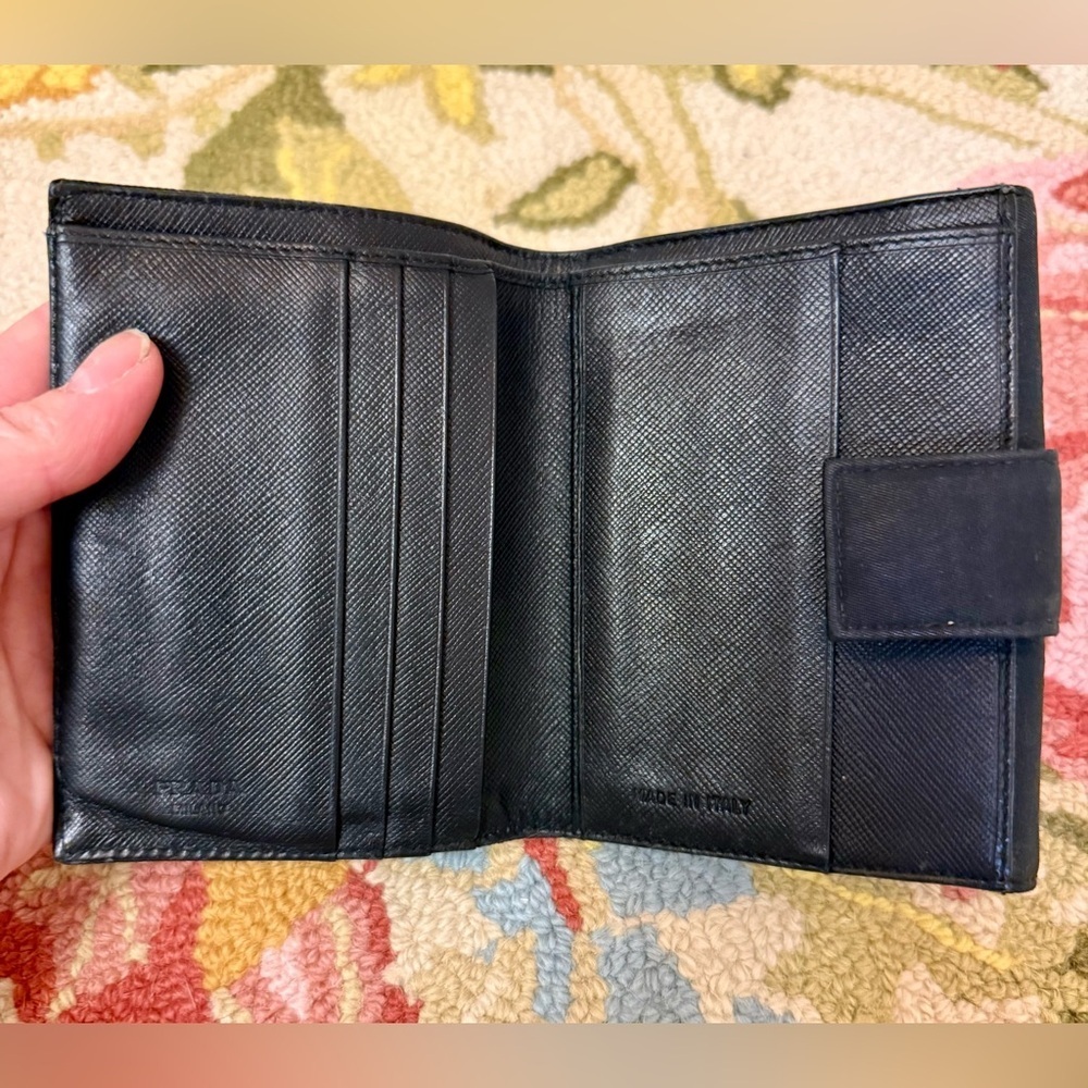 PRADA Unisex Tessuto Trifold Black Nylon Compact Wallet - Picture 6 of 16